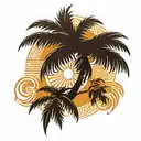 palm tree with filipino sun tattoo design idea