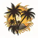 palm tree with filipino sun tattoo design idea