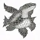 turtle shark tattoo design idea