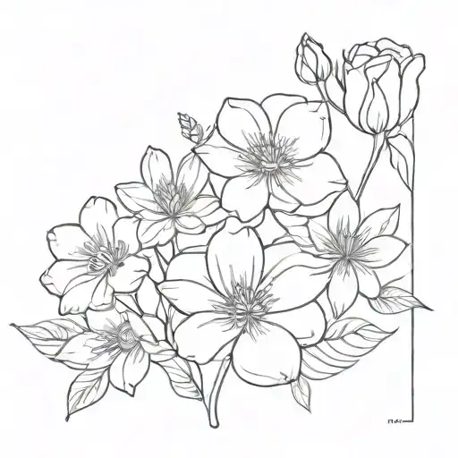 February April May June July November December birth flower bouquet  tattoo design idea