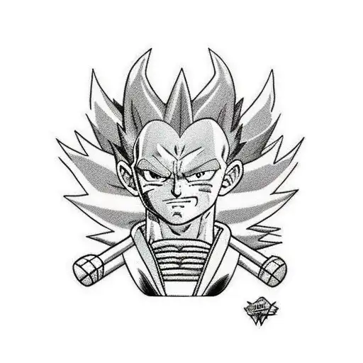 Zoro Roronoa , Vegeta y Naruto en pose para luchar tattoo design idea