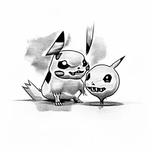 skeletal pikachu. tattoo design idea