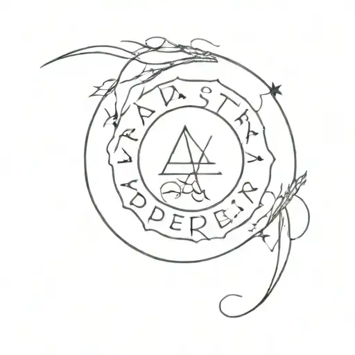 "Ad astra per aspera" written in the Lorna Shore font with the script forming a circle  tattoo design idea