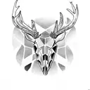 deer skull with ivy leafs around horns tattoo design idea
