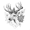 deer skull with ivy leaf on the horns  tattoo design idea
