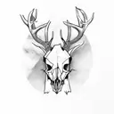 deer skull with ivy leaf on the horns  tattoo design idea
