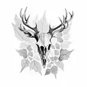 deer skull with ivy leaf on the horns  tattoo design idea