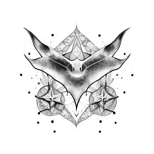 Manta ray and stars tattoo design idea