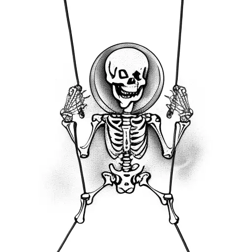 skeleton on swing tattoo design idea