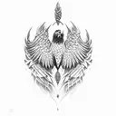 wren big as an eagle with spread wings in motion tattoo design idea