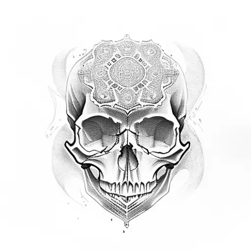 skull with piston and water  tattoo design idea