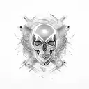 skull with piston and water  tattoo design idea