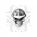 skull with helmet and two pistons like crossbones floating in water  tattoo design idea