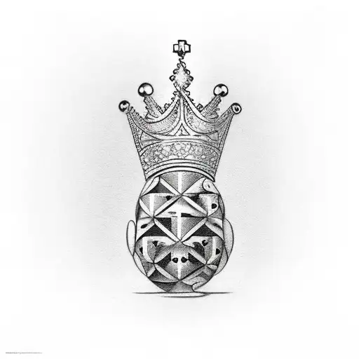bird hatching from its shell with a crown on its head tattoo design idea