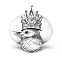 bird hatching from its shell with a crown on its head tattoo design idea