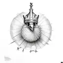 bird hatching from its shell with a crown on its head tattoo design idea