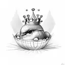bird hatching from its shell with a crown on its head tattoo design idea