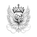 bird hatching from its shell with a crown on its head tattoo design idea