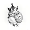 A baby bird hatching from its shell with a crown on its head tattoo design idea