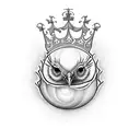 A baby bird hatching from its shell with a crown on its head tattoo design idea