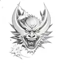 A realistic tattoo capturing the intensity of a battle between characters from Naruto Shippuden, Jujutsu Kaisen, and Demon Slayer tattoo design idea