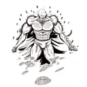 A dotwork illustration of Gojo Satoru using his Limitless Cursed Technique, showcasing his immense power tattoo design idea