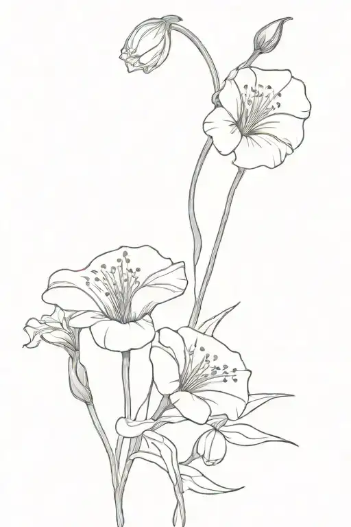 carnation snowdrop aster morning glory flower tattoo design idea