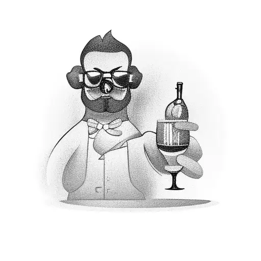 Bartender holding a gun-shaped cocktail shaker tattoo design idea