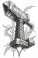 thor hammer and lightning tattoo design idea