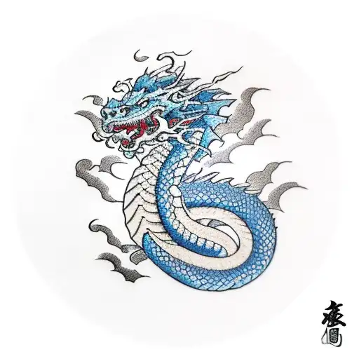 Dragon emerging from a stormy cloud tattoo design idea