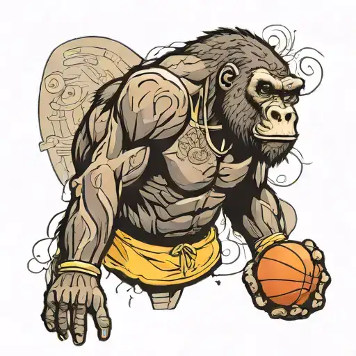  Kobe Bryant, a gorilla and New Zealand  tattoo design idea