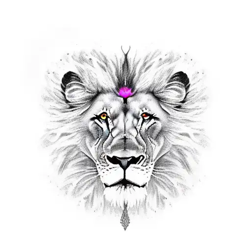 tout le bras droit un lion taureau balance avec yeux anges et tout le bras gauche le meme mais diable tattoo design idea