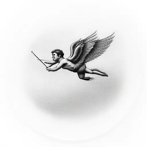 cupid flying anda shooting  tattoo design idea