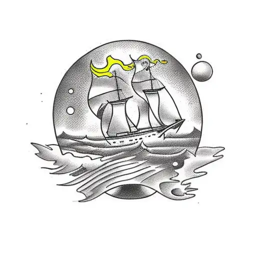 Ship sinking into the abyss tattoo design idea
