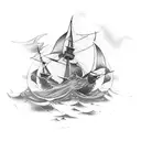 Ship sinking into the abyss tattoo design idea
