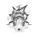 Ship sinking into the abyss tattoo design idea