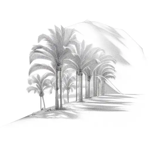 fine line palm tree tattoo design idea