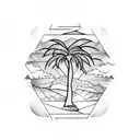 fine line palm tree tattoo design idea