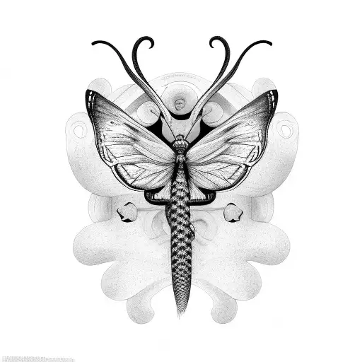 butterfly intertwined by snake tattoo design idea