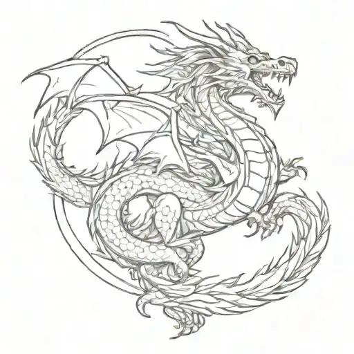dragon in sky  tattoo design idea