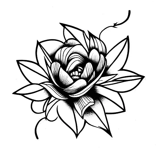 long stem of mixed flowers tattoo design idea
