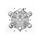 A billiard cue with intricate dotwork patterns tattoo design idea