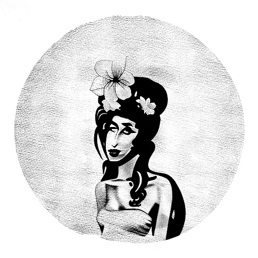 amy winehouse Valerie with flowers tattoo design idea