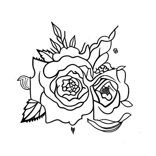 amy winehouse and flowers tattoo design idea