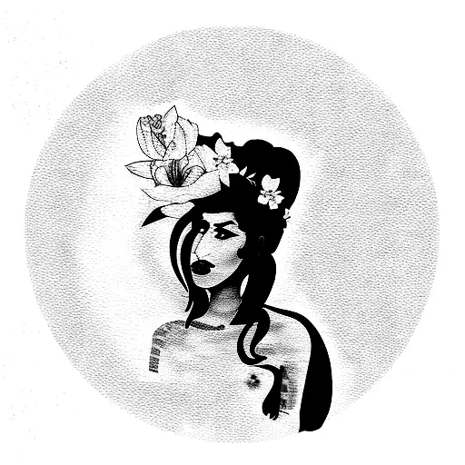 amy winehouse Valerie with flowers around her tattoo design idea