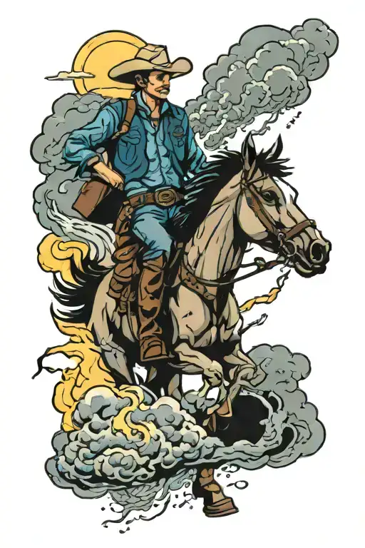 cowboy  and thunderstorm  tattoo design idea