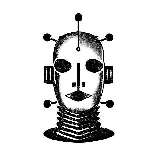 The robot head and its neural network tattoo design idea