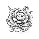 Snake with peony tattoo design idea