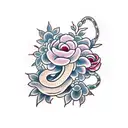 Snake with peony tattoo design idea