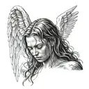 angel crying in the rain tattoo design idea